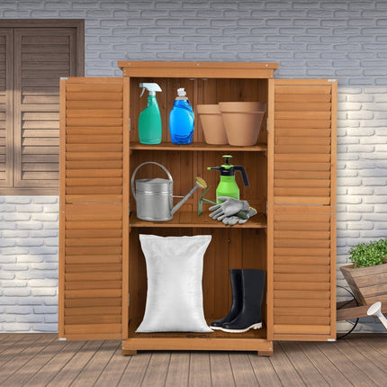 Armoire à outils de jardin en bois d'extérieur, 160 cm, toit résistant aux intempéries