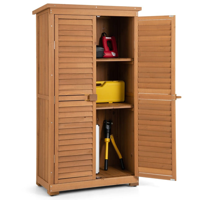 Armoire à outils de jardin en bois d'extérieur, 160 cm, toit résistant aux intempéries