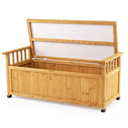 Banc de rangement extérieur en bois, 155 L, résistant à l'eau