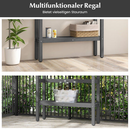 Outdoor Stehtisch mit Ablage &amp; verstellbaren Fußpolstern Terrassenhochtisch 122 x 39 x 136 cm grau