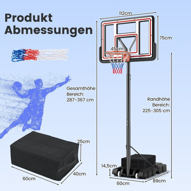 Panier de basket extérieur avec support, manivelle, sac de poids et support de basket à 2 filets