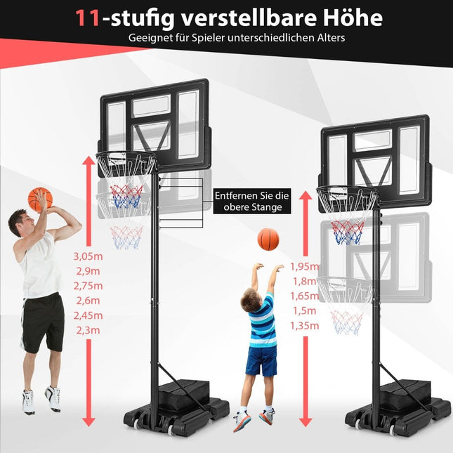 Panier de basket d'extérieur avec support et filets Support de basket réglable en hauteur de 135 à 305 cm