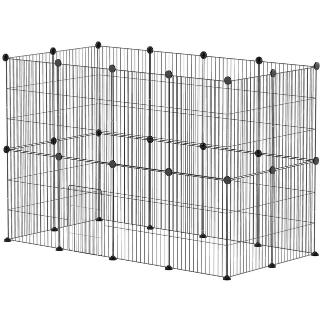 Enclos extérieur pour lapins, enclos pour petits animaux, enclos pour cobayes, enclos pour petits animaux en acier, enclos grillagé avec porte, intérieur, 120 x 60 x 80 cm, noir