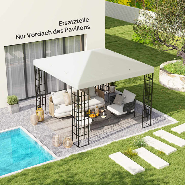 Outsuuny Toit de Remplacement pour Tonnelle 3x3m Couverture de Remplacement de Toit de Tonnelle Étanche pour Tonnelle de Jardin Pièces de Rechange en Tissu Oxford 370gsm Gris Clair