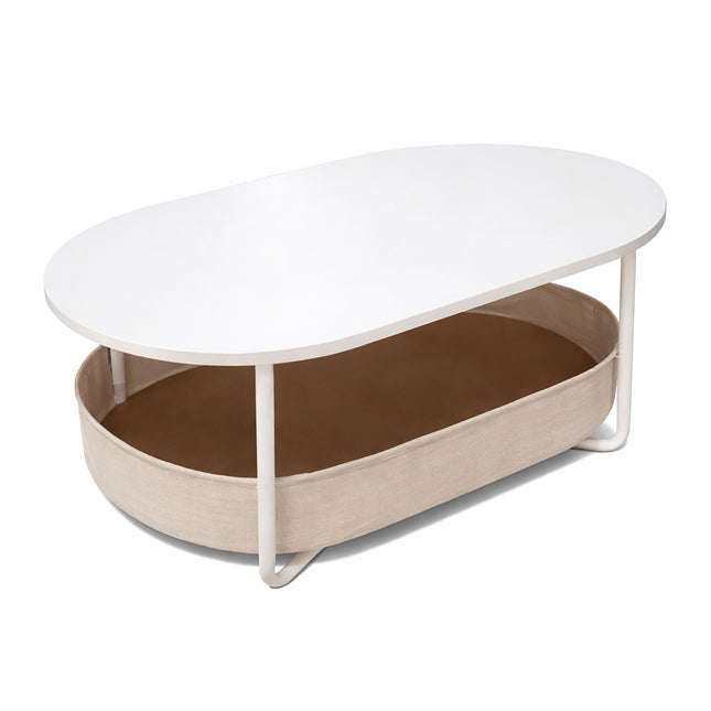 Ovaler Couchtisch mit Ablagekorb