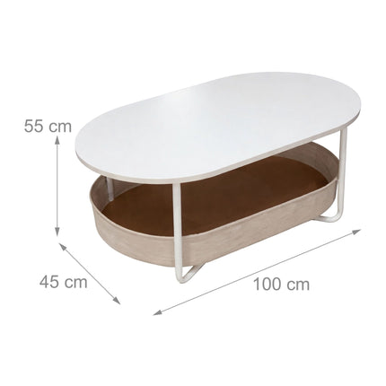 Table basse ovale avec panier de rangement