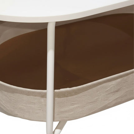 Table basse ovale avec panier de rangement