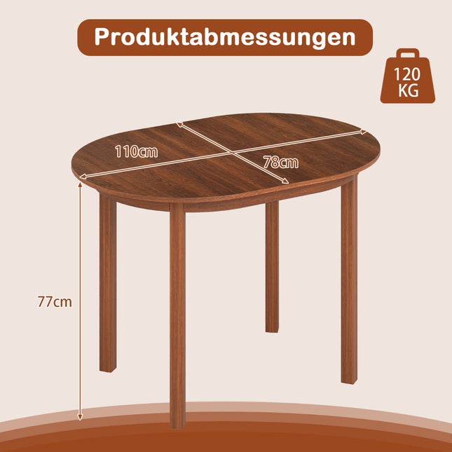 Ovaler Esstisch für 2-4 Personen, Nussbaumholz, 110x78x77 cm