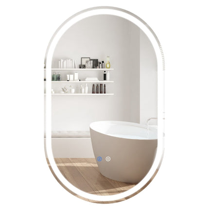 Miroir de salle de bain ovale à LED, 90 x 55 cm, antibuée, intensité variable