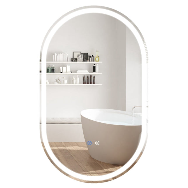 Ovaler LED-Badezimmerspiegel, 90x55 cm, Antibeschlag, Dimmbar