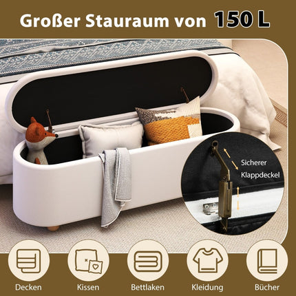 Ovale Aufbewahrungsbank mit Klappdeckel, 150 L Fassungsvermögen
