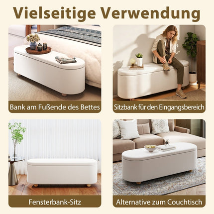 Ovale Aufbewahrungsbank mit Klappdeckel, 150 L Fassungsvermögen