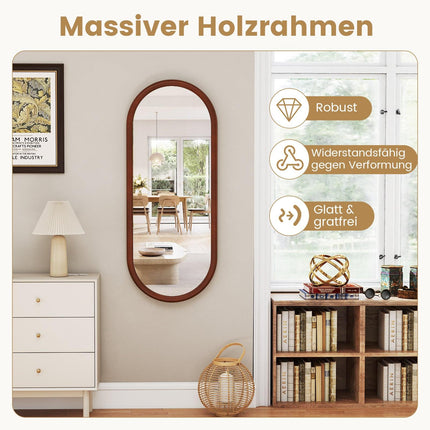 Ovaler Wandspiegel, 110x45 cm, Massivholzrahmen