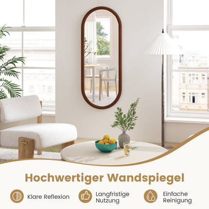 Ovaler Wandspiegel, 110x45 cm, Massivholzrahmen