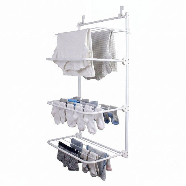 Étendoir à linge de porte, blanc, acier, 93 x 58 x 30 cm