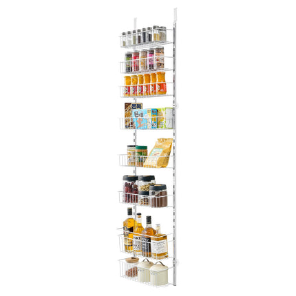 Over-The-Door Pantry Organizer, 8-Tier Adjustable Steel, White