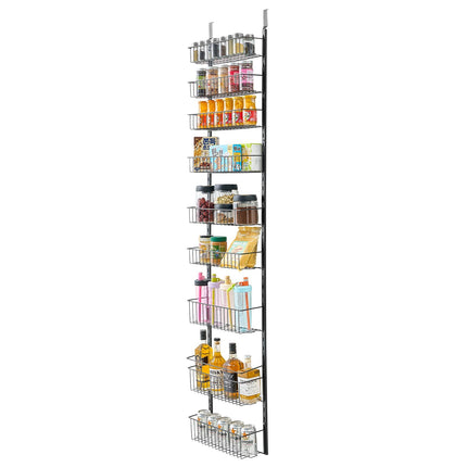 Over-The-Door Pantry Organizer, 9-Tier Steel Rack, Black
