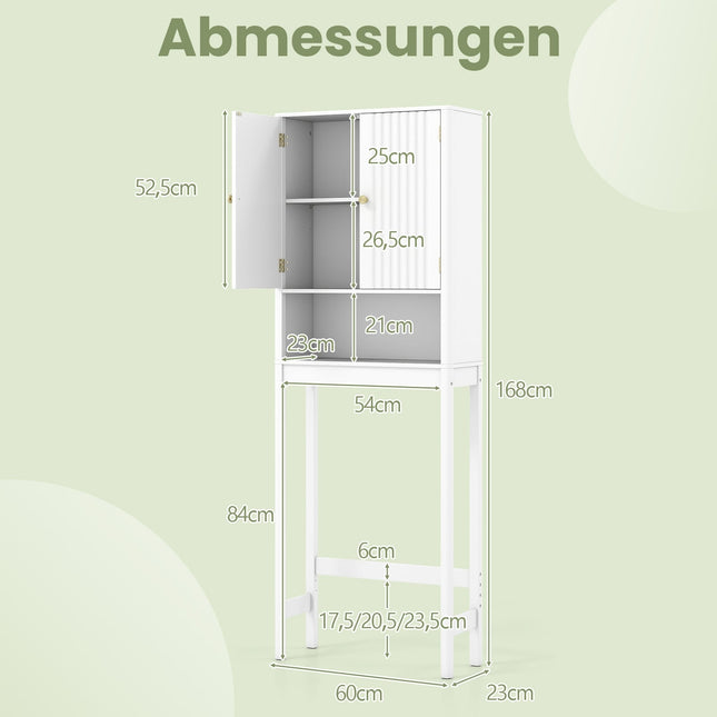 Toilettenunterschrank, verstellbares Regal, weißes MDF