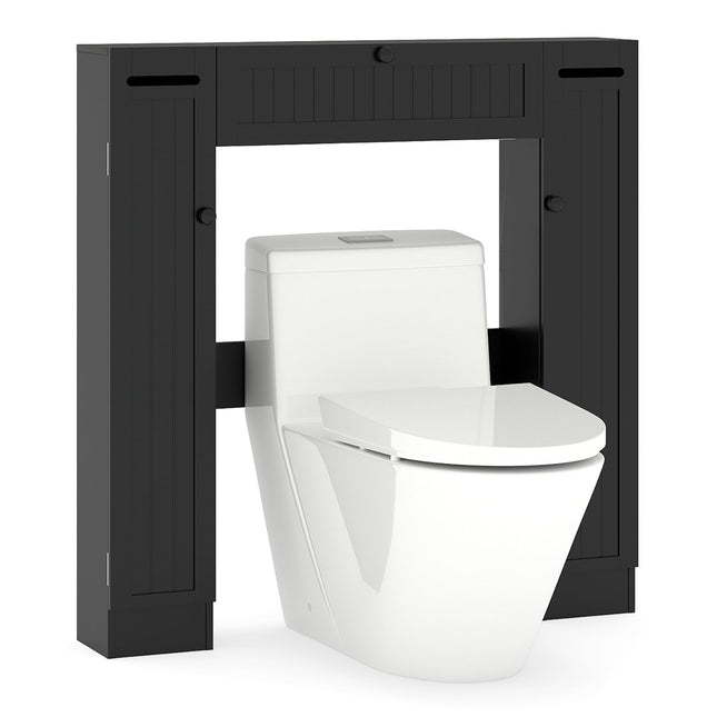 Meuble de salle de bain à suspendre au-dessus des toilettes, étagères réglables, noir