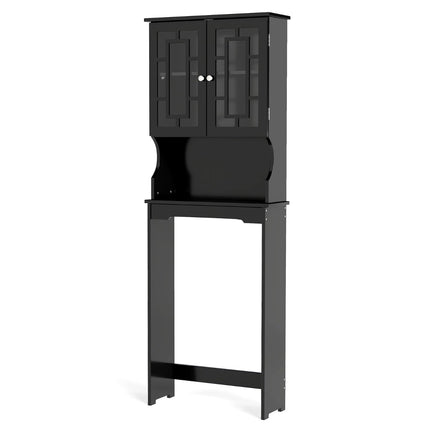 Badezimmer-Schrank über der Toilette, Schwarz, 3 Ablagen, Verstellbar
