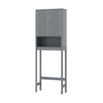 Meuble de salle de bain à suspendre avec étagère réglable, en MDF gris