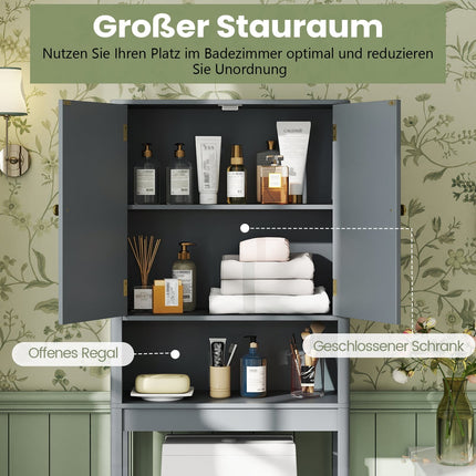 Meuble de salle de bain à suspendre avec étagère réglable, en MDF gris