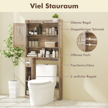 Meuble de toilette avec étagère réglable et porte-papier toilette