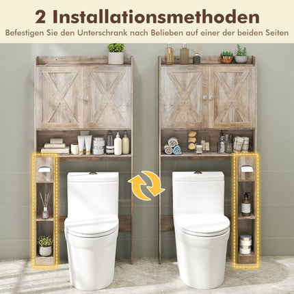 Meuble de toilette avec étagère réglable et porte-papier toilette