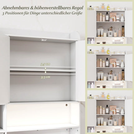 Über-Toiletten-Schrank mit LED-Beleuchtung und verstellbaren Einlegeböden