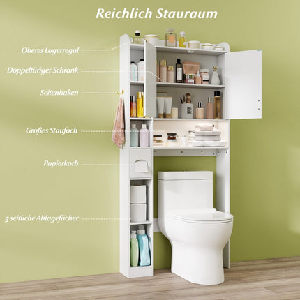 Über-Toiletten-Schrank mit LED-Beleuchtung und verstellbaren Einlegeböden