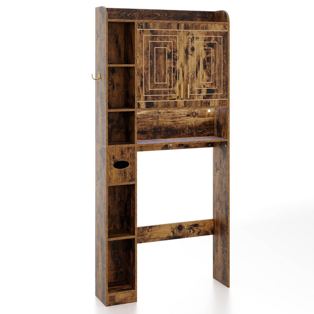 Armoire de rangement à suspendre aux toilettes, éclairage LED, étagères réglables