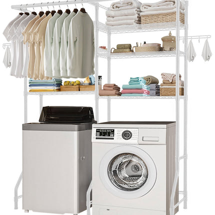 Over Washer Dryer Storage Rack, 6-Tier, Rod and Hooks