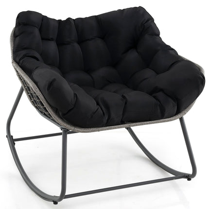 Chaise à bascule noire surdimensionnée avec coussin amovible