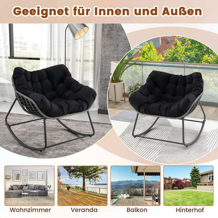 Chaise à bascule noire surdimensionnée avec coussin amovible
