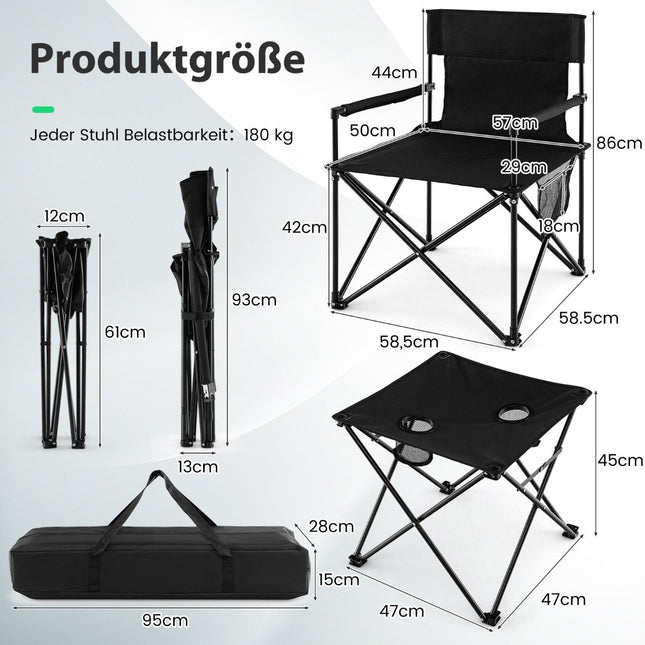 Übergroße Campingstühle mit Tisch &amp; 2 Getränkehaltern &amp; Aufbewahrungstasche Klappstühle