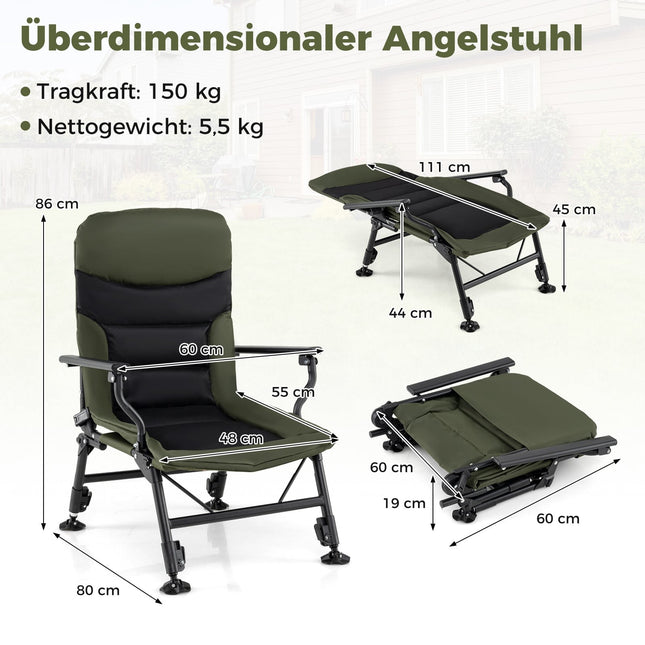 Chaise de camping pliante surdimensionnée, robuste et réglable