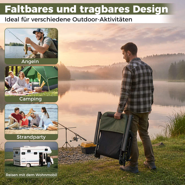 Übergroßer Klapp-Campingstuhl mit Fußstütze – Grün