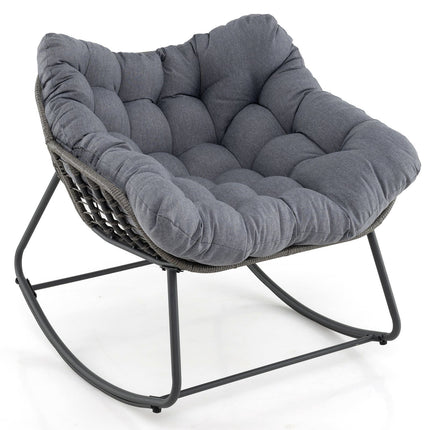 Fauteuil à bascule gris surdimensionné avec coussin amovible