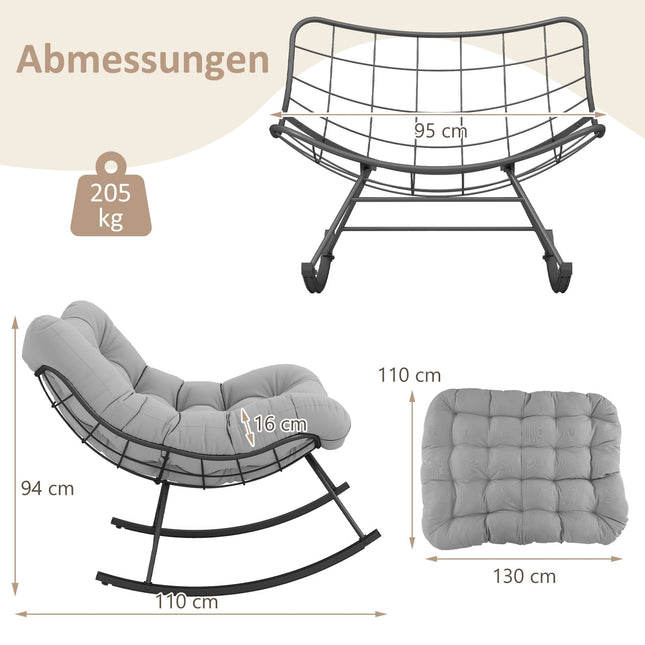 Übergroßer Schaukelstuhl für drinnen/draußen mit Kissen