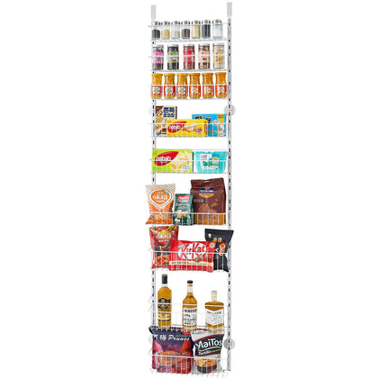 Over-the-Door Pantry Organizer, 9-Tier Steel, White