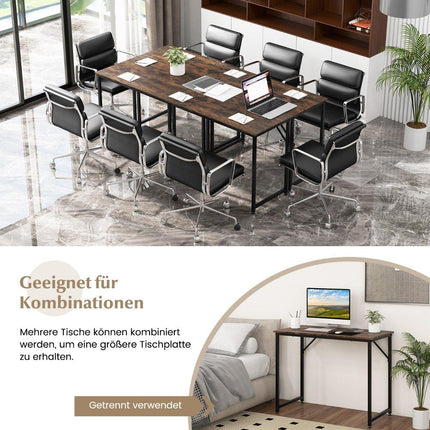 Table PC avec repose-pieds réglables, bureau d'ordinateur compact, 100 x 50 x 77 cm, marron