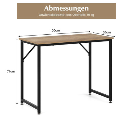 PC-Tisch mit verstellbaren Fußpolstern, kompakter Computertisch, 100 x 50 x 77 cm, Natur