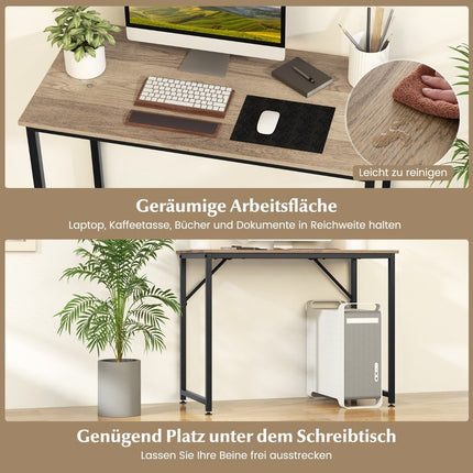 PC-Tisch mit verstellbaren Fußpolstern, kompakter Computertisch, 100 x 50 x 77 cm, Natur