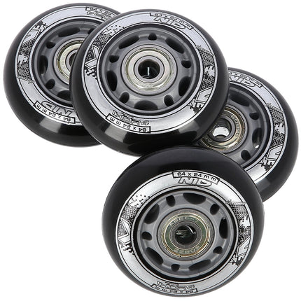Ensemble de roues noires PU 64x24 82A et roulements ABEC-9