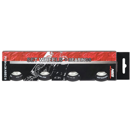 PU 64x24 82A schwarze Rollen & ABEC-9 Kugellager Set