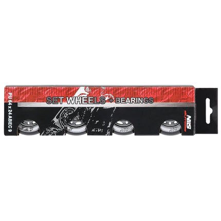 Ensemble de roues noires PU 64x24 82A et roulements ABEC-9