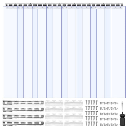 PVC Strip Curtain, 48 x 84 in, 2 mm Thick, 8 Strips