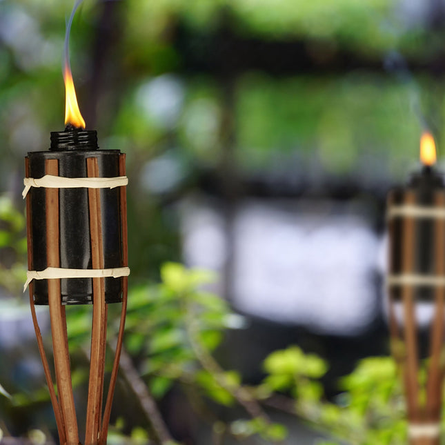 Lot de 10 torches de jardin en bambou marron