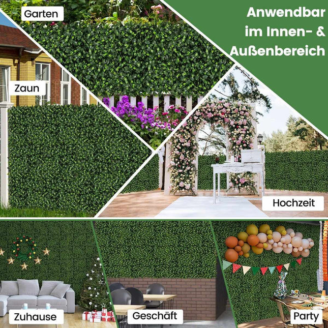 12 Pièces Haie Artificielle Mur Végétal 50,5 x 50,5 cm Pelouse Artificielle Plante Artificielle Verte