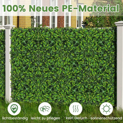 12 Stück Künstliche Hecke Pflanzenwand 50,5 x 50,5 cm UV-geschützt Blätter gemischt